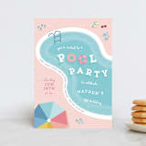 "Cool Pool Party" - Children's Birthday Party Invitations in Coral by Lisa McLean - Front