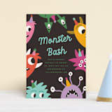 "Monsters" - Children's Birthday Party Invitations in Midnight by Morgan Kendall - Front