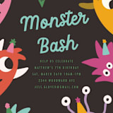 "Monsters" - Children's Birthday Party Invitations in Midnight by Morgan Kendall - Detail