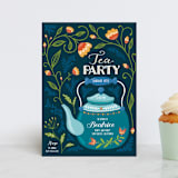 "Garden Tea Party" - Children's Birthday Party Invitations in Lake by Erin Deegan - Front