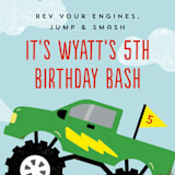 "Monster Truck" - Children's Birthday Party Invitations in Lime by Erica Krystek - Detail