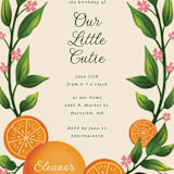 "Cutie" - Children's Birthday Party Invitations in Clementine by Megan Cash - Detail