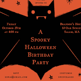 "Spooky Bat" - Children's Birthday Party Invitations in Hibiscus by Ani Somi - Detail