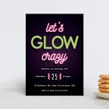 "Glow" - Children's Birthday Party Invitations in Lazer Green by Hudson meet Rose - Front