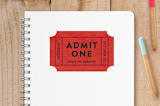 "Admit One" - Custom Stickers in Apple by Olivia Raufman - Front