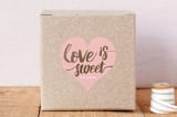 "Love Is Sweet" - Custom Stickers in Blush by Saltwater Designs - Front