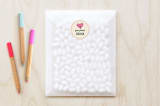 "Heartfold Greetings" - Custom Stickers in Fuschia by Paper Rose - Front