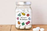 "Scattered Gems" - Custom Stickers in Rainbow by Liz Conley - Front