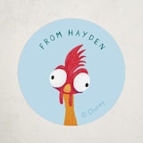 "Disney's Moana Hei Hei, Valentine!" - Custom Stickers in Ocean by Kristen Knechtel - Front