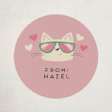 "You're a Cool Cat Valentine" - Custom Stickers in Peony by Kate Vories - Front