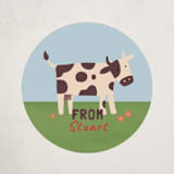 "Moo-velous friend" - Custom Stickers in Brown Cow by Sherley Ferreira - Front