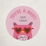 "Owl Be Your Pal" - Custom Stickers in Pinky by mo kelley - Front