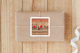 "Snowy Village" - Custom Stickers in Firetruck by Deborah Velasquez - Front