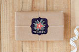 "Folk Florals" - Custom Stickers in Navy by Hooray Creative - Front