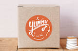 "Yummy" - Custom Stickers in Tangerine by KirstenEva - Front