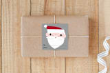 "Santa Gift Tag" - Custom Stickers in Silver Bell by Shannon Hays - Front