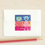 "Friends in Every Universe" - Custom Stickers in Aqua by Morgan Ramberg - Front