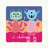 "Friends in Every Universe" - Custom Stickers in Aqua by Morgan Ramberg - In Use