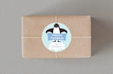 "Presents from Penguins" - Custom Stickers in Sky by Jennifer Holbrook - Front