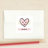 "Happy Heart Day" - Custom Stickers in Citrus by Melissa Egan of Pistols - Front