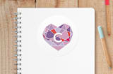 "Heart Facets" - Custom Stickers in Mixed Berry by Up Up Creative - Front