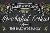 "Homebaked With Love" - Custom Stickers in Chalkboard by Nam Bourassa - In Use