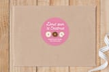 "Donut Open 'Til Christmas" - Custom Stickers in Strawberry Chocolate by Pauline Pellicer - Front