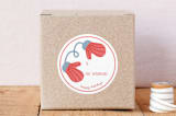"Warm And Cozy Holidays" - Custom Stickers in Deep Coral by Angel Walker - Front