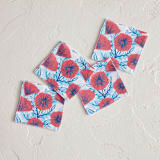 "Painted Poppies" - Coasters in Poppy by Katharine Watson - Coasters, Set of 4