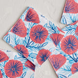 "Painted Poppies" - Coasters in Poppy by Katharine Watson - Detail