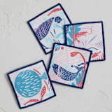 "Fish In The Sea" - Coasters in Navy by Morgan Ramberg - Coasters, Set of 4