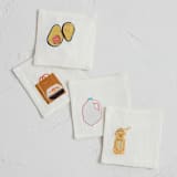 "Food" - Coasters in Linen by Elliot Stokes - Coasters, Set of 4