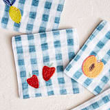 "Sweet Fruit Gingham" - Coasters in Sky by Multiple Artists - Detail