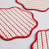 "Painted Ric Rac" - Coasters in Candy Cane by Rochelle Renee - Detail