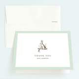 "Classic Bunny" - Children's Birthday Party Thank You Cards in Mint by Megan Davis - Front