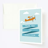 "Airplane News Stream" - Children's Birthday Party Thank You Cards in Sky by Karidy Walker - Front