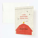 "Barnyard Parade" - Children's Birthday Party Thank You Cards in Barn by Kimberly Morgan - Front