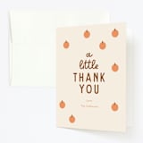 "A Little Pumpkin" - Children's Birthday Party Thank You Cards in Pumpkin by Baumbirdy - Front