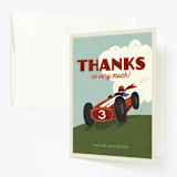 "Start Your Engines" - Children's Birthday Party Thank You Cards in Maroon by Karidy Walker - Front