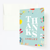 "Bounce" - Children's Birthday Party Thank You Cards in Sky by Lori Wemple - Front