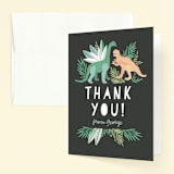 "Dino Friends" - Children's Birthday Party Thank You Cards in Graphite by Alethea and Ruth - Front