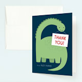 "Arched Dinosaur" - Children's Birthday Party Thank You Cards in Leaf by Kacey Kendrick Wagner - Front