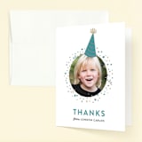 "Party Hat" - Children's Birthday Party Thank You Cards in Teal by Hooray Creative - Front