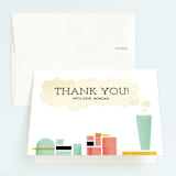 "Mod Conductor" - Children's Birthday Party Thank You Cards in Rose by Kayla King - Front