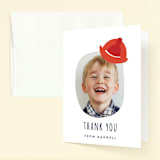 "Little Fire Fighter" - Children's Birthday Party Thank You Cards in Firetruck by Corinne Malesic - Front