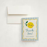"Lemons" - Children's Birthday Party Thank You Cards in Blueberry by Jennifer Lew - Front