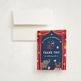 "Circus" - Children's Birthday Party Thank You Cards in Scarlet by Becky Nimoy - Front
