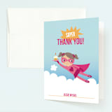 "Super Birthday Girl" - Children's Birthday Party Thank You Cards in Magenta by Tara Lilly Studio - Front