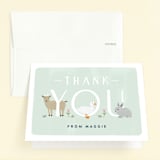 "Petting Zoo Letters" - Children's Birthday Party Thank You Cards in Grass by Carolyn MacLaren - Front