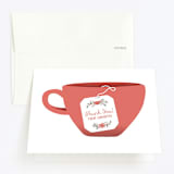 "Modern Tea Party" - Children's Birthday Party Thank You Cards in Coral by Kristin Mastoras - Front